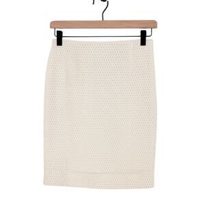 Tibi New York Women's Eyelet Cream Textured Pencil Skirt Size 4